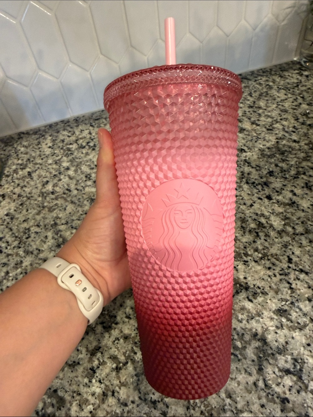 Starbucks Pink Ombre Studded Reusable Cup with Straw